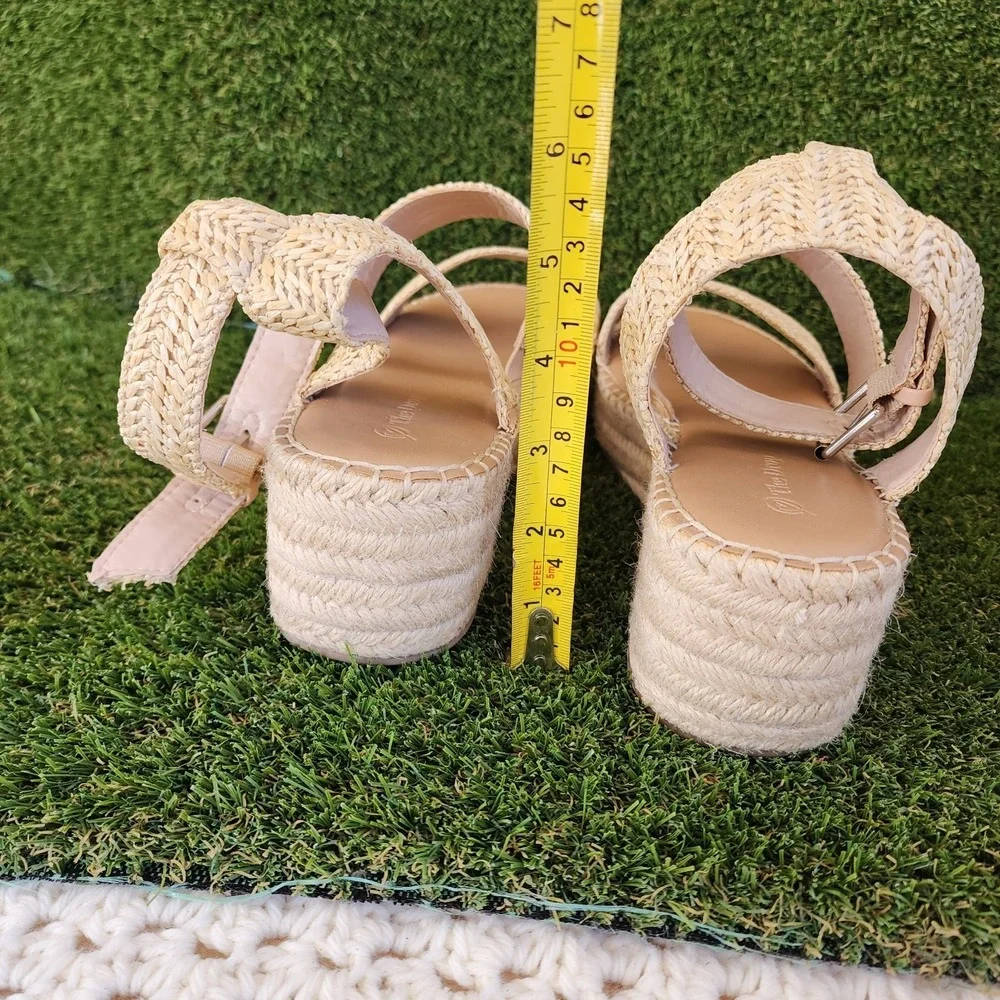 The Drop Espadrille Platform Wedge Sandals Raffia Ankle Strap Womens 11